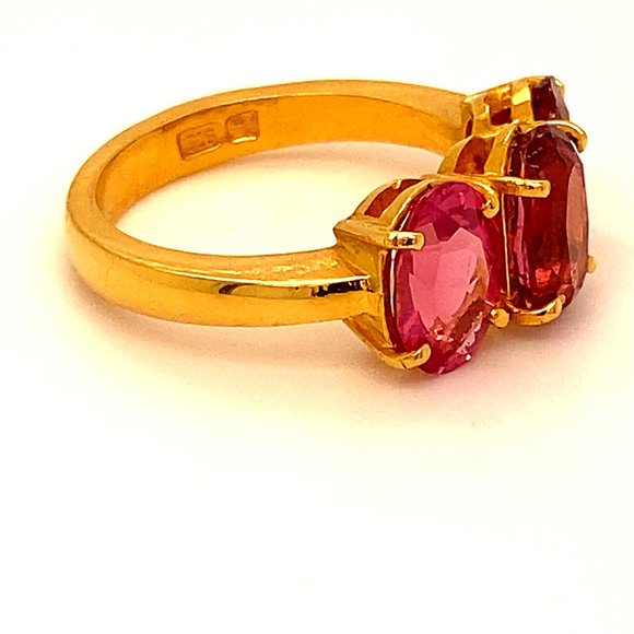 Red Pink Spinel 4.15ct Solid 22K Yellow Gold Ring - Picture 2 of 6